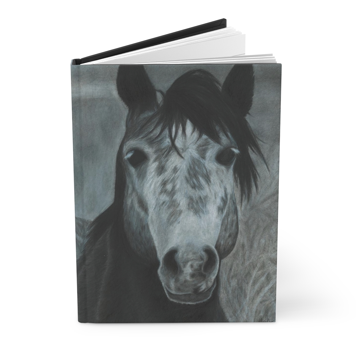 Charcoal Horse Drawing Cover Design, Unique Journal with Artwork Cover, Hardcover Matte - Image 4