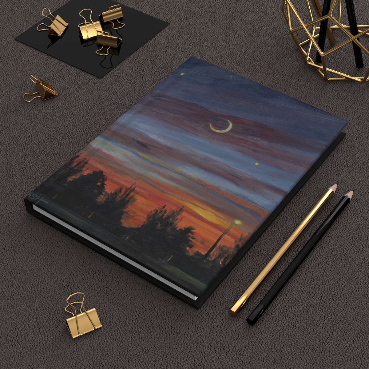 Oil Painted Twilight Scene Cover, Unique Journal with Artwork Cover, Hardcover Matte